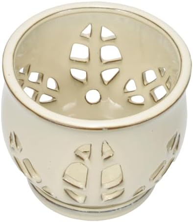 W&W Orchid Pot with Holes and Saucer for Repotting and Better Grow, Cream White, 6.5"