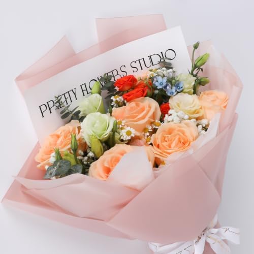 20 Sheet Flower Wrapping Paper-Waterproof Bouquet Paper (Misty Light Pink)