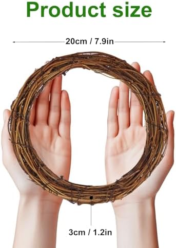 GNIEMCKIN 8 Pack 8 Inch Natural Grapevine Wreaths, Vine Branch Wreath