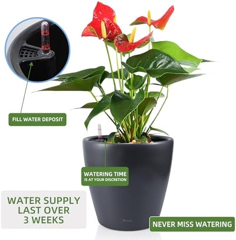 Dexceder 18x17 Self Watering Planter with Wheels (Slate Gray Matte)