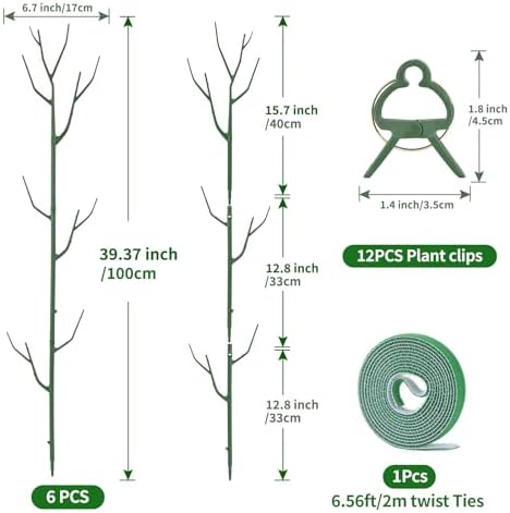 Yhtpouqe 9 Pack Green Plant Support Stakes Plant Stakes for Indoor and Outdoor Plants. 39.37inch Plant Sticks with Extension Poles, Plant Clips,Plant Ties for Potted Monstera Plants, Climbing Plants