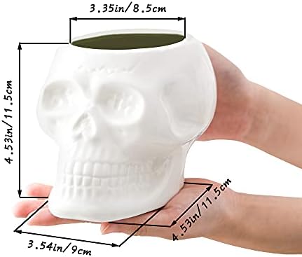 Tanvecle White Skull Planter Pots, Gothic Skeleton Vase for Halloween