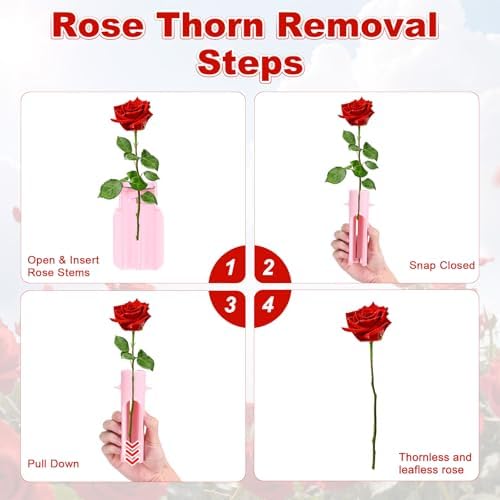 M METERXITY 2-Pack Rose Thorn Stripper Tool, Plastic Metal Rose Stem Leaf Thorn Stripper for Bouquets Pruning Branches/Floral Arrangement, Flower Stripping Tool Remove [Pink]