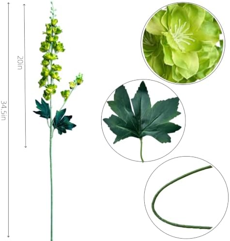 8 pcs Green Delphinium Artificial Flowers, 34.25'' Larkspur Artificial Flowers Silk Fake Flowers Long stem Faux Flowers for Tall Vase Home Wedding Garden Table Decor (Green)