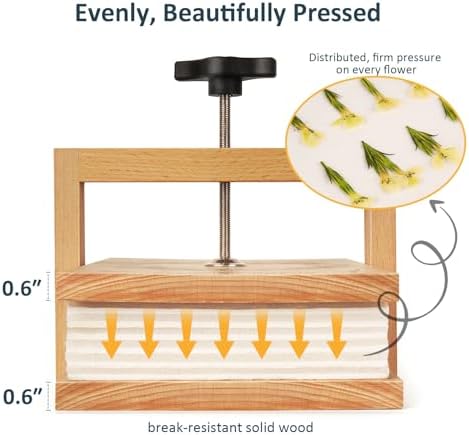 wisedry Flower Press Kit with Silica Gel Packets, Easy One-Step Pressing, Even Pressure, 6 Layers, 10 x 6 inch Flower Press Kit for Kids and Adults, Great Gifts for Anyone Who Loves Flowers and Crafts