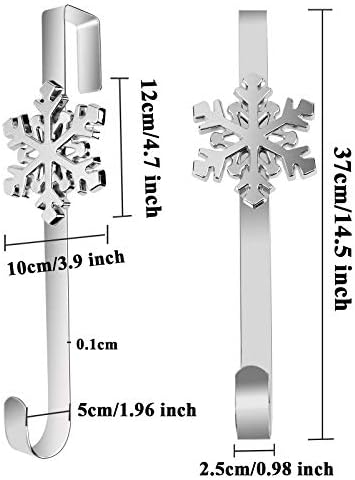 URATOT Christmas Silver Metal Wreath Hanger 14.5 Inches Wreath Hook with Snowflake Interchangeable Icons for Front Door Heavy Duty Wreath Holder for Wreath Christmas Decorations