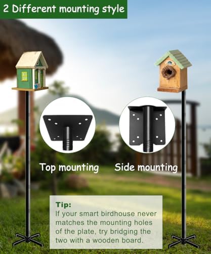105 Inch Bird House Pole Mount Kit, Adjustable Heavy Duty Bird Feeder Pole for Outdoors, Universal Mounting Post Set with 5-Prong Base, Black, 1 Pack