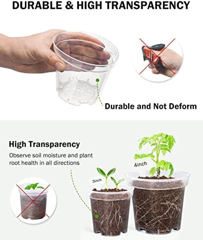 homenote 5 Inch Clear Nursery Pots with Drainage Holes for Plants (30 Pcs)