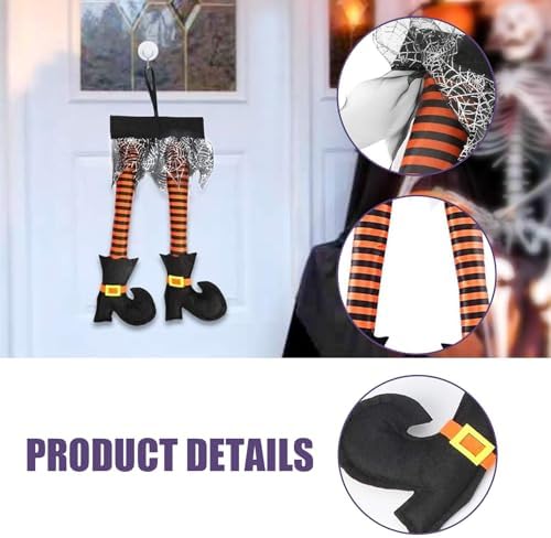 1 PC Halloween Witch's Legs Decoration, Funny Halloween Witch Legs Props, 40cm x 20cm Fancy Outdoor Novelty Hanging Festive Decor, Universal for Most Cars, Trucks, SUVs (Orange)