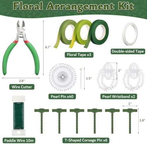 Green Floral Tape and Wire Kit for Bouquets Professional Florist Supplies