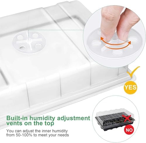 MIXC 5 Pack Seed Starter Tray, 200Cell Mini Propagator Greenhouse Grow Kit