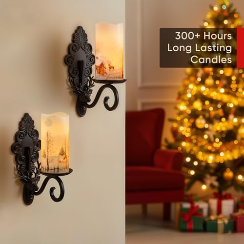 Homemory Christmas Flameless Candles, LED Pillar Candle with Remote, White