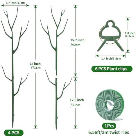 Yhtpouqe 4 Pack Plant Support Stakes, Plant Stakes for Indoor and Outdoor Plants. 28inch Plant Sticks with Extension Poles, Plant Clips, Plant Ties for Potted Monstera Plants, Climbing Plants