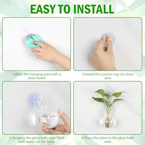 Bunmery 6 pcs Window Propagation Stations, Easy to Install Plant Propagation Bulbs with Suckion Cups, No Nails Wall Hanging Planter Propagation Station, Glass Plant Terrarium Vase