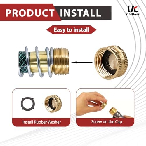Brass Garden Hose End Plug Caps With Washers, 2 Pack 3/4” Female End Caps + 2 Pack 3/4 Female to Female With 2 Washers, Brass Spigot Cap.