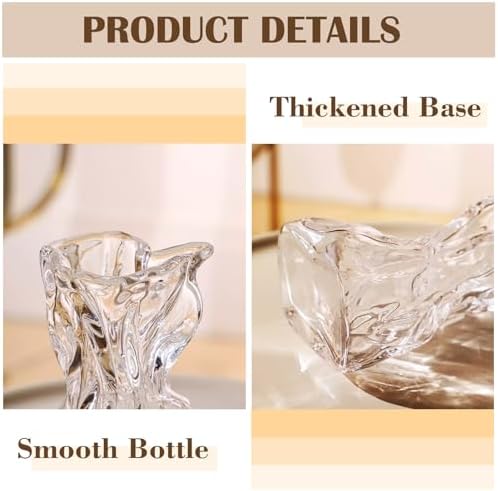6 Inch Small Glass Vase, Irregular Clear Flower Vases for Centerpieces