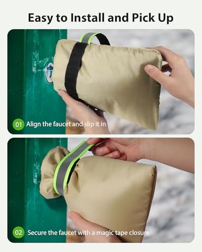 Outdoor Faucet Covers for Winter Freeze Protection, Kanosan 8.3"H X 6.7"W Thickened Reflective Outside Spigots Covers Hose Bib Insulated Sock for Winter Cold Weather, 4 Pack Kahaki