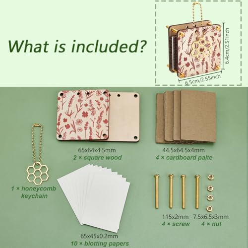 AHANDMAKER Pocket Flower Press Plant Preservation Kit Wooden Pocket Flower Pressing Portable Small Leaf Petal Preservation for Arts and Crafts Lovers, Plant Lover Gifts, 65x64mm