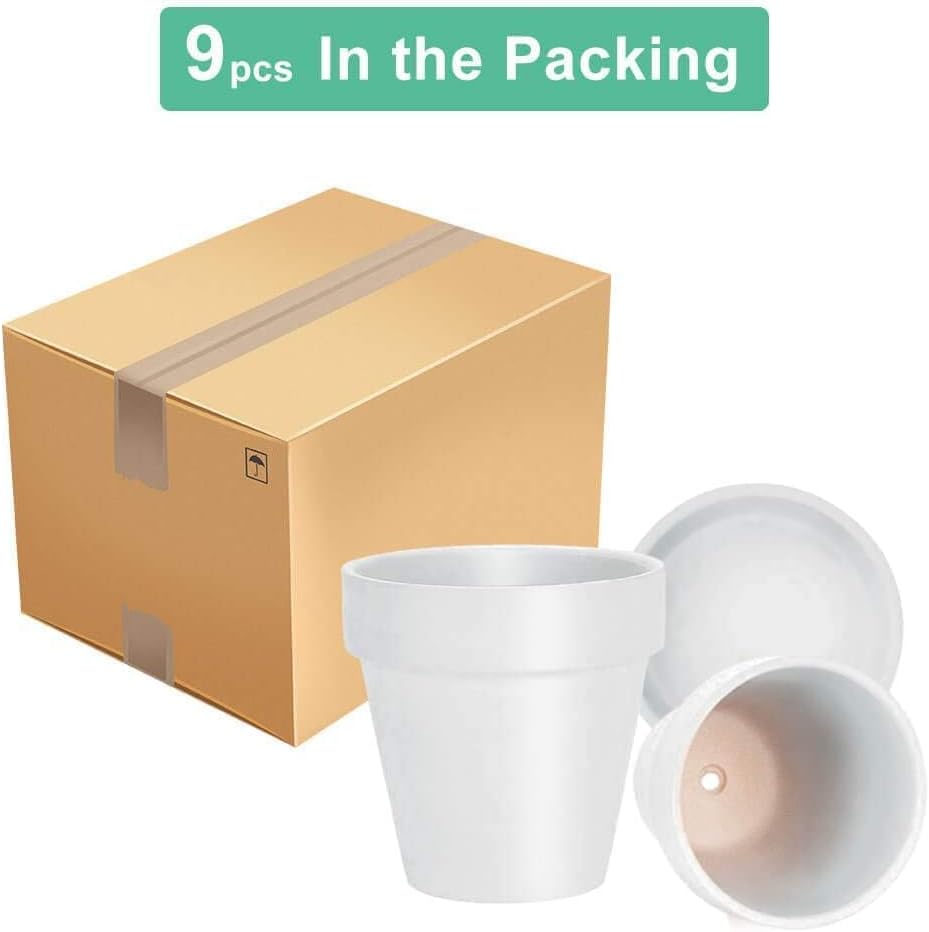 3 Inch White Terracotta & Clay Pots with Saucer, 12 Pack | Clay Flowerpot with Drainage, Nursery pot for succulents