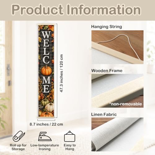 Fall Pumpkin Welcome Porch Door Banner Wall Decorations 8x47