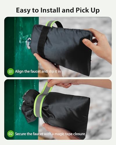 Outdoor Faucet Covers for Winter Freeze Protection, Kanosan 8.3"H X 6.7"W Thickened Reflective Outside Spigots Covers Hose Bib Insulated Sock for Winter Cold Weather, 6 Pack Black