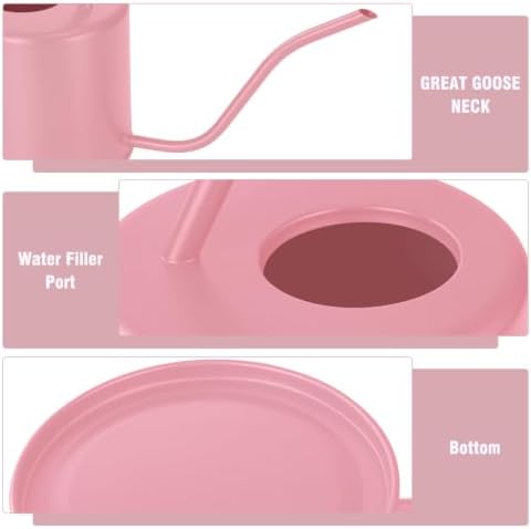 Plant Watering Can, 50 oz / 1500 ml Stainless Steel Metal - Modern Decorative with Long Spout for Indoor Potted Plants, Bonsai, Garden Flowers, Pink
