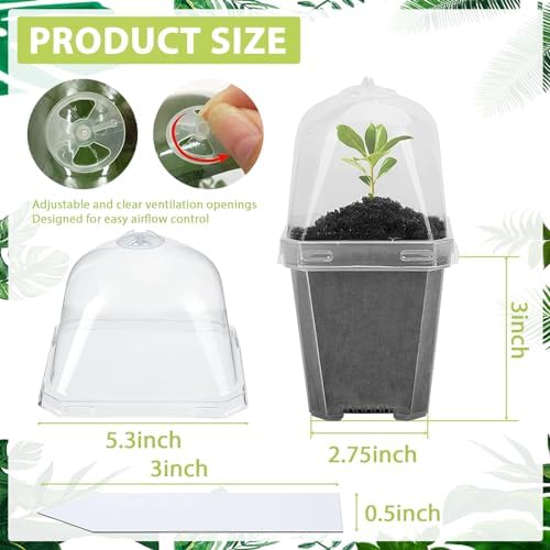30 Sets Plant Nursery Pots with Humidity Domes, 3" Plastic Gardening Pot