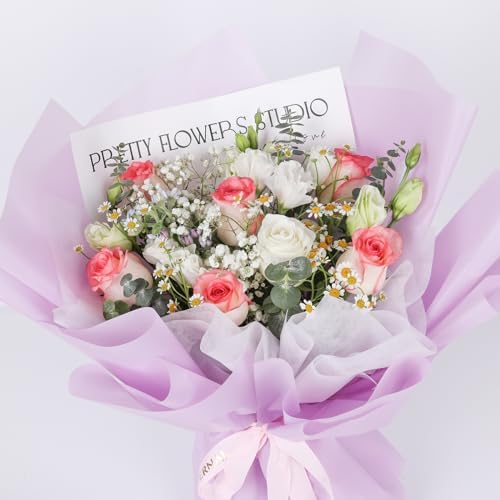 NESCCI 20 Sheet Flower Wrapping Paper (Misty Light Purple)