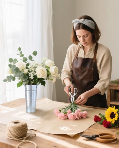 10 Inch Galvanized Flower Buckets, 8 PCS Galvanized Metal Vases for Flowers