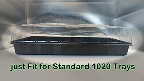 RooTrimmer 10 Pcs Humidity Dome, Plastic Clear Seed Starter Dome 1020 Tray Covers Humidifying and Insulating for Greenhouse Germination and Garden Growing (21.5"×11.5", 3.15" Height, 10-Pack)