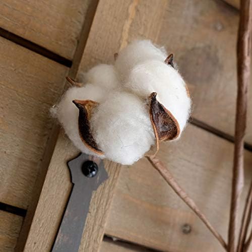 idyllic Cotton Stems Decor Branches, Cotton Flowers Plants for Decorations, Dried Flowers for Vase, 6 Pcs-31 Inches Tall - 12 Bolls per Stem