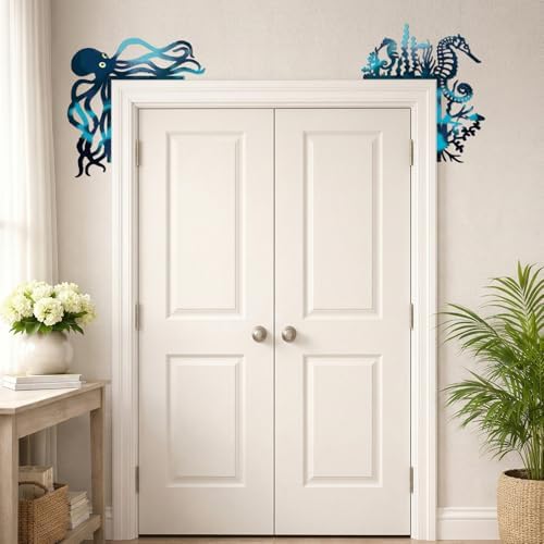 MorningRo 4 Pcs Ocean Themed Door Frame Topper Metal Wall Art