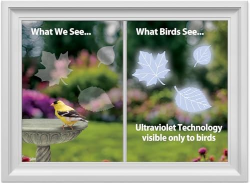 WindowAlert Leaf Medley UV-Reflective Window Decals 4 Pack for Bird Safety