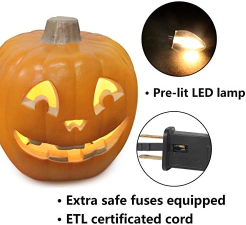 20" Jack O Lantern - Halloween Pumpkin Lantern with Pre-lit LED Bulb - Gaint Indoor/Outdoor Light Up Pumpkin for Halloween Decoration in Garden Patio Front Door Décor - 20"