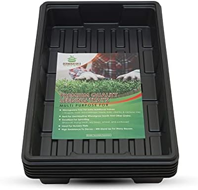 6 Pack Premium Quality Seedling Trays, Microgreens Growing Trays, No Drain Holes, Heavy Duty, Durable Plastic, 1.5mm Thick, Plants Drip Tray, Best for Sprouting Vegetables and Wheatgrass