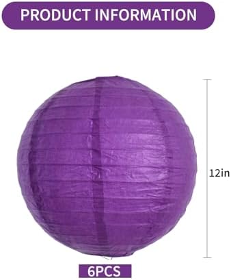 BEISHIDA 12 Inch Purple Paper Lanterns 6Packs Hanging Round Chinese Lantern