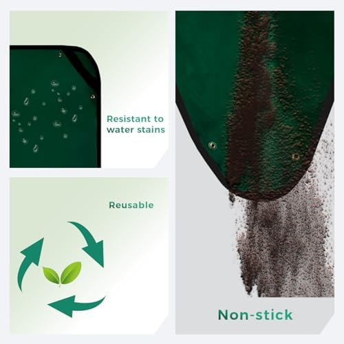 39.5"x39.5" Plant Transplanting Mat - Thickened Waterproof Potting Mat, Succulent Gardening Mat, Portable Repotting Mat for Mess Control (PVC-Green)