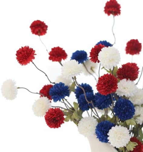 DuHouse 9pcs Artificial Flowers Faux Silk Pompon Mum Chrysanthemum Ball