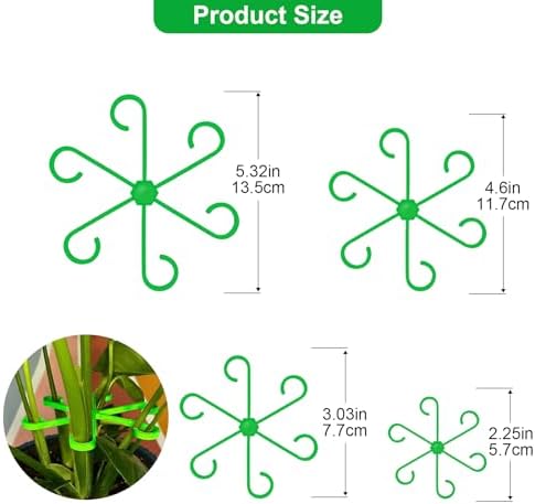 12pcs Climbing Houseplant Stem Supports,Plant stem Support Indoor Outdoor Use,Stem Hook Growth Accessories for Plant Garden, Promotes Upright Growth and Airflow(Green)