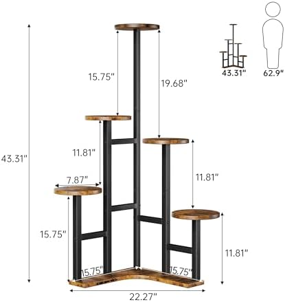 Corner Plant Stand Indoor with Grow Lights 6 Tiered Corner Plant Shelf