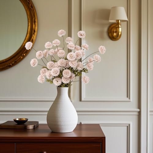 DuHouse 9pcs Artificial Flowers Silk Pompon Mum Small Chrysanthemum Ball