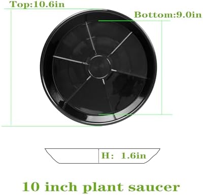 6 Pack Plant Saucer Drip Tray 7 8 inch, Plant Drainage Trays, Heavy Sturdy Plastic Planter Flower Pot Saucers for Indoor Outdoor Garden, Plant Water Drip Trays for pots (8", Black)