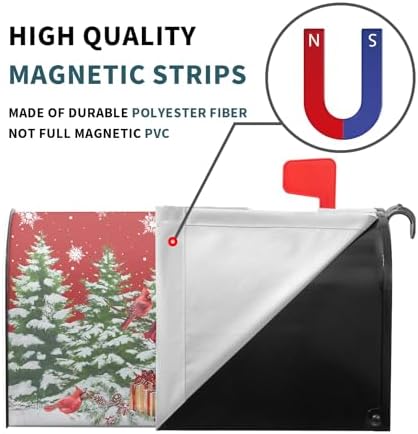 Kawani Christmas Snowman Mailbox Covers Magnetic Standard Size 21"x25.5" Merry Christmas Tree Mailbox Wraps Red Bird Snowflakes Post Letter Box for Holiday Outdoor Decoration