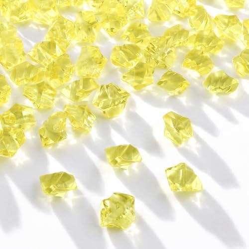 160 Pieces Yellow Acrylic Fake Ice Rocks, Vase Filler for Table Centerpiece