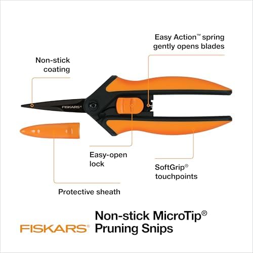 Fiskars 6" Non-Stick Pruning Snips, Resin-Resistant Garden Scissors