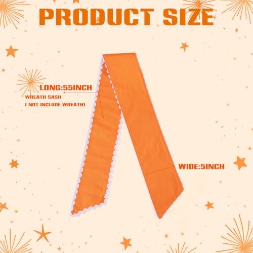 DYSHAYEN Wreath Sash for Front Door, Orange with White Trim