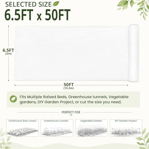 6.5Ft x 50FT Garden Netting, Fine Mesh Insect Netting for Plant Protection