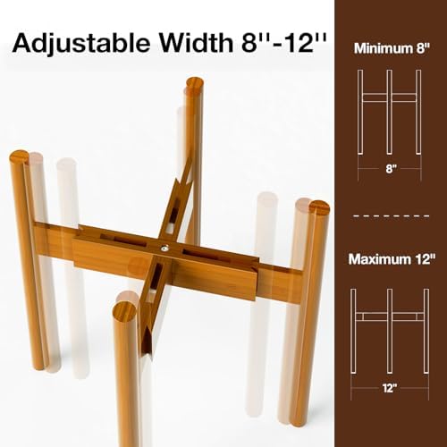 MUDEELA Plant Stand for Indoor, Bamboo Material, Pale Brown, 14.5 Inch Tall