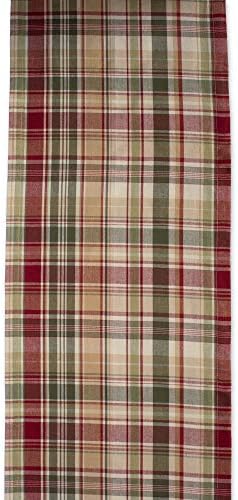 DII Give Thanks Plaid Fall Table Decor, Autumn & Thanksgiving Tabletop Linens, 14x108 Table Runner