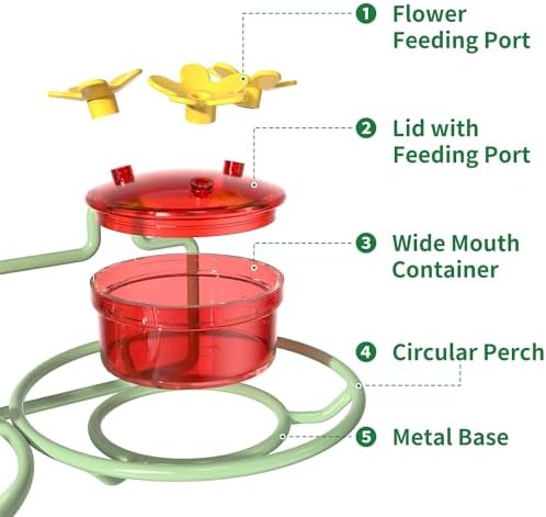 Dreamdrawer 2 Pack Window Hummingbird Feeder, Small Hummingbird Feeder for Outdoors with Strong Suction Cup - Metal Base & 6 Feeding Ports, Easy to Clean and Refill, Green
